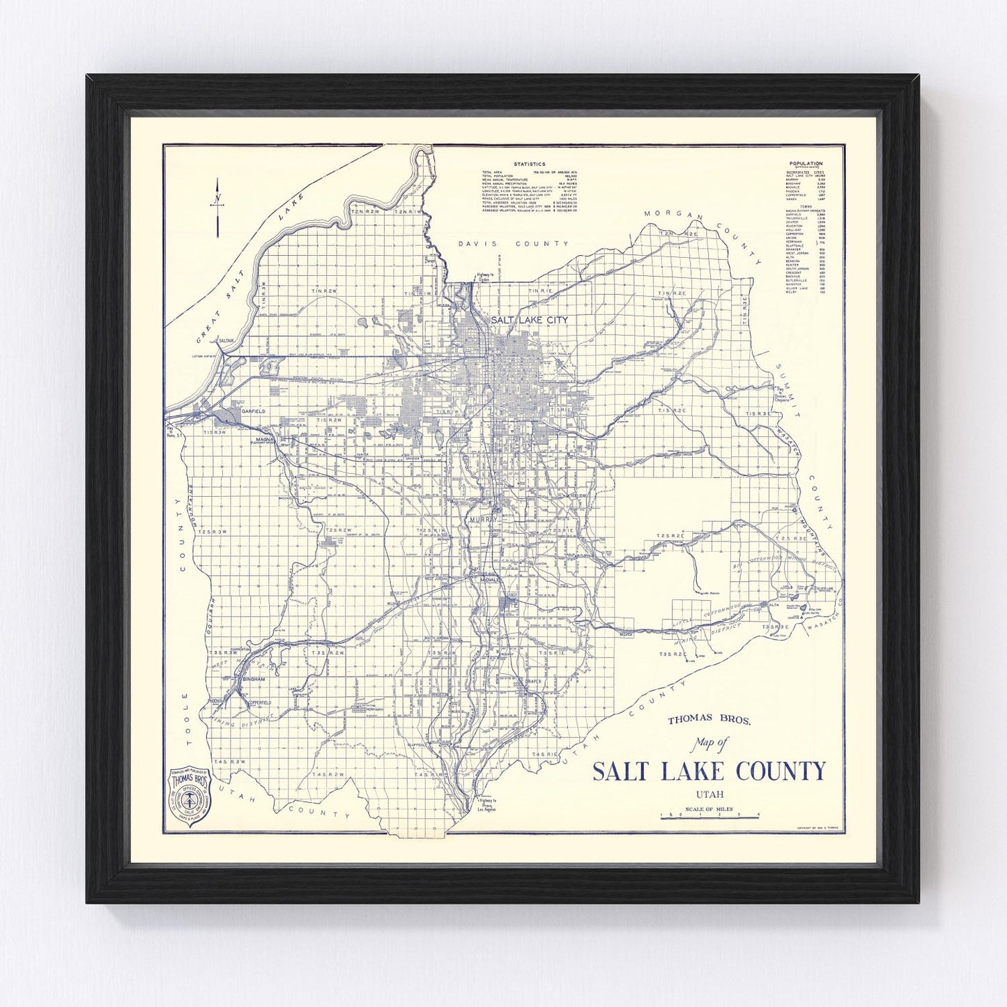 vintage map of Salt Lake City, Utah, 1920