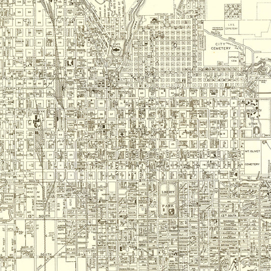 Vintage Map of Salt Lake City, Utah, 1935