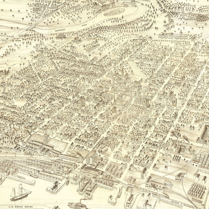 Vintage Map of Burlington, Vermont, 1877