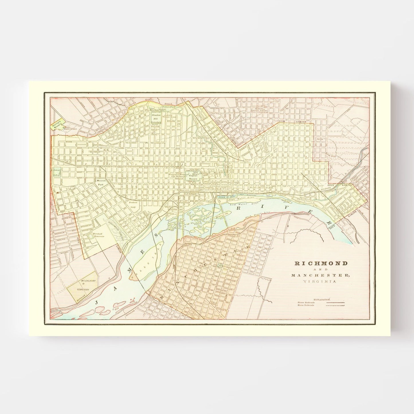 Vintage Map of Richmond, Virginia, 1895