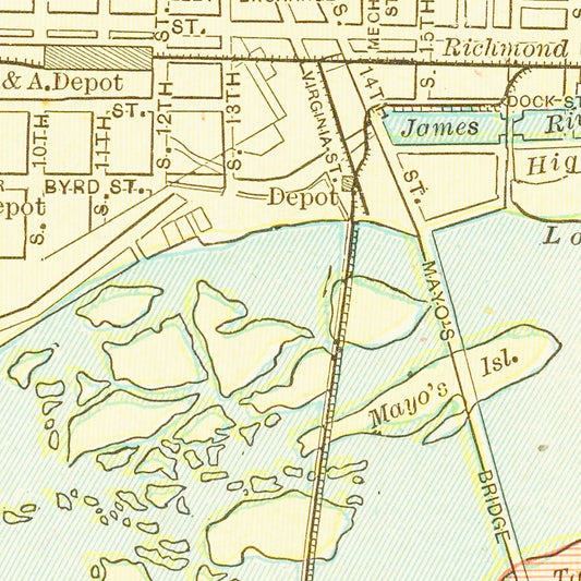 Vintage Map of Richmond, Virginia, 1895