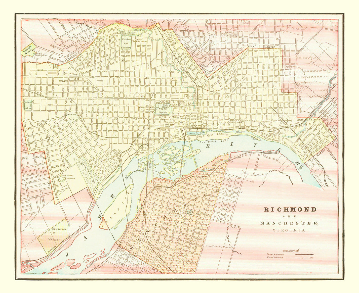 Vintage Map of Richmond, Virginia, 1895