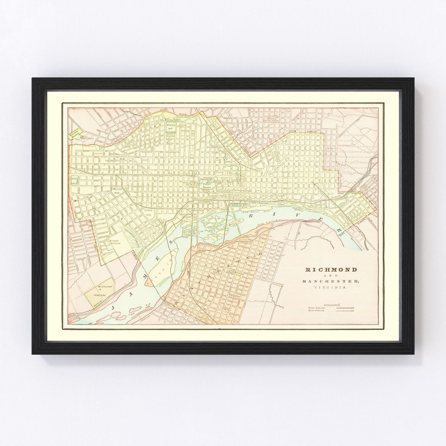 Vintage map of Richmond, Virginia, 1895