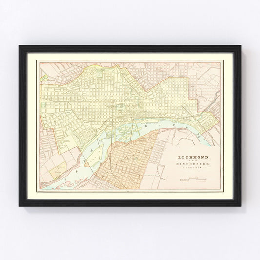 Vintage map of Richmond, Virginia, 1895
