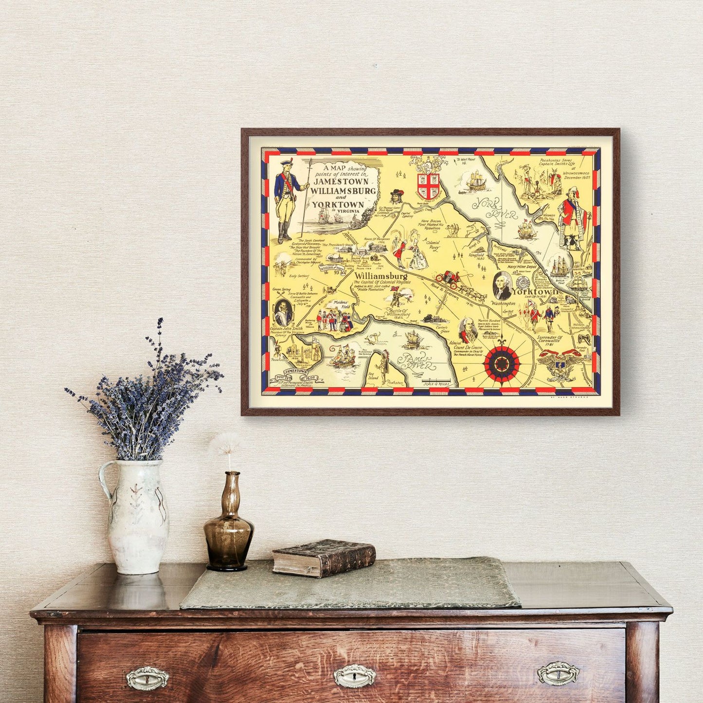 Vintage Map of Jamestown, James City County, Virginia, 1930