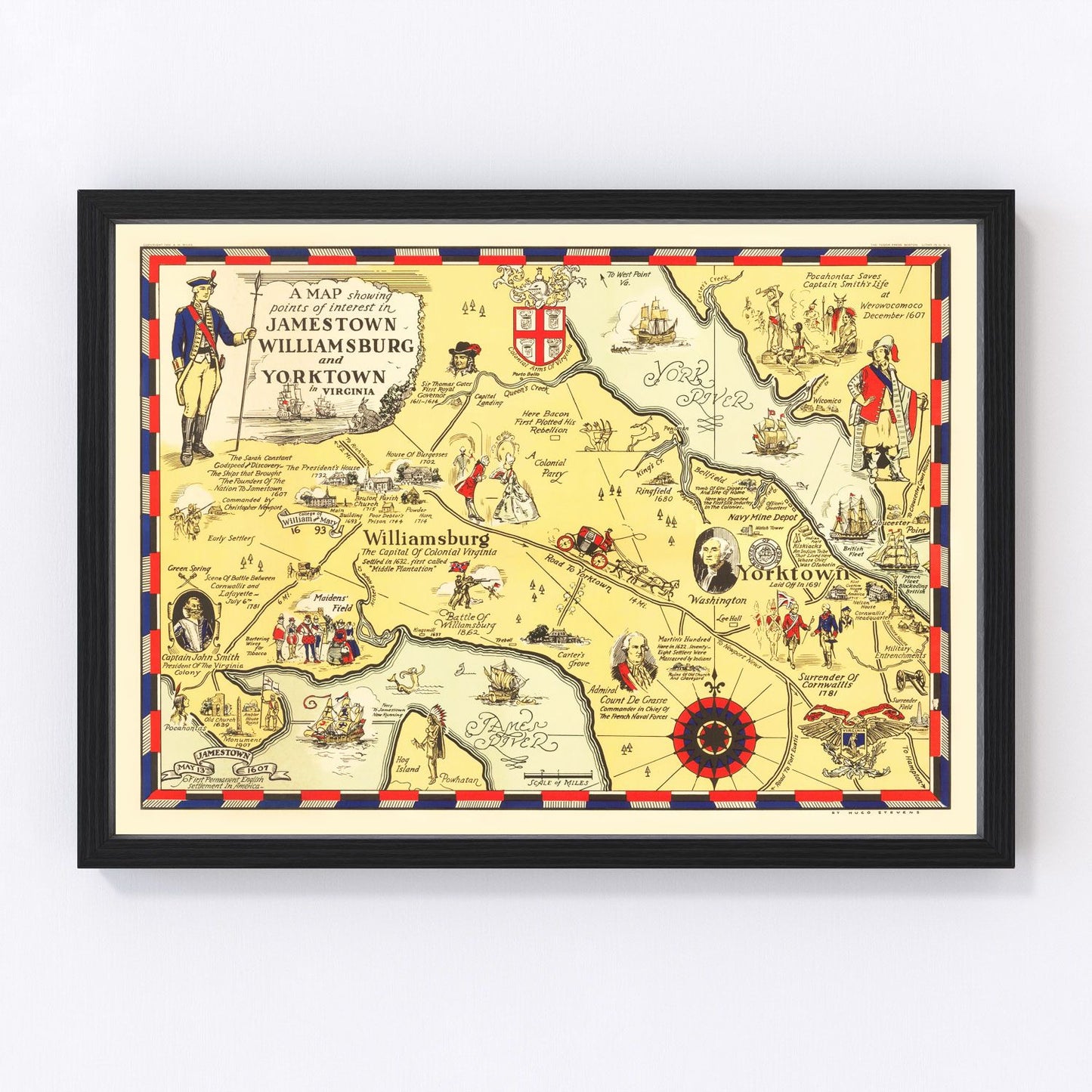 Vintage map of Jamestown, James City County, Virginia, 1930