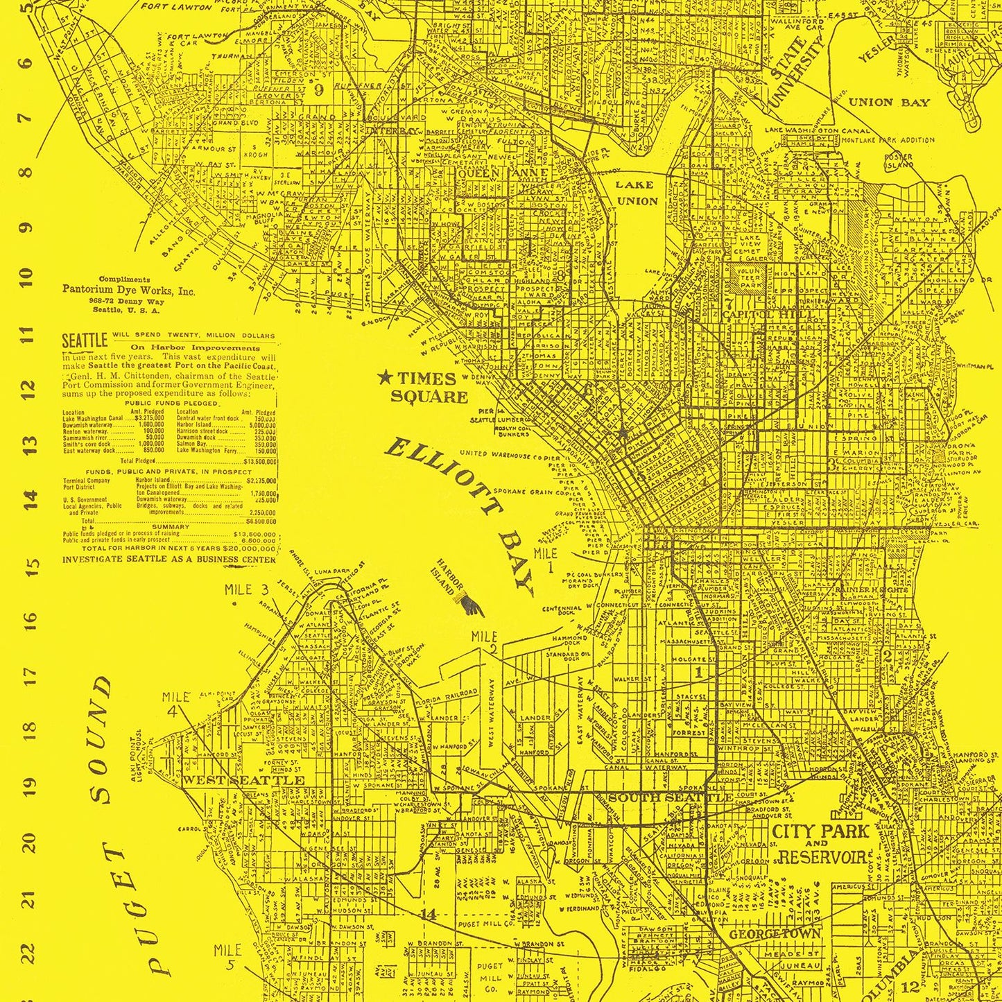Vintage Map of Seattle, Washington, 1912