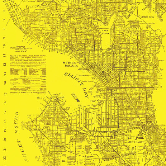 Vintage Map of Seattle, Washington, 1912