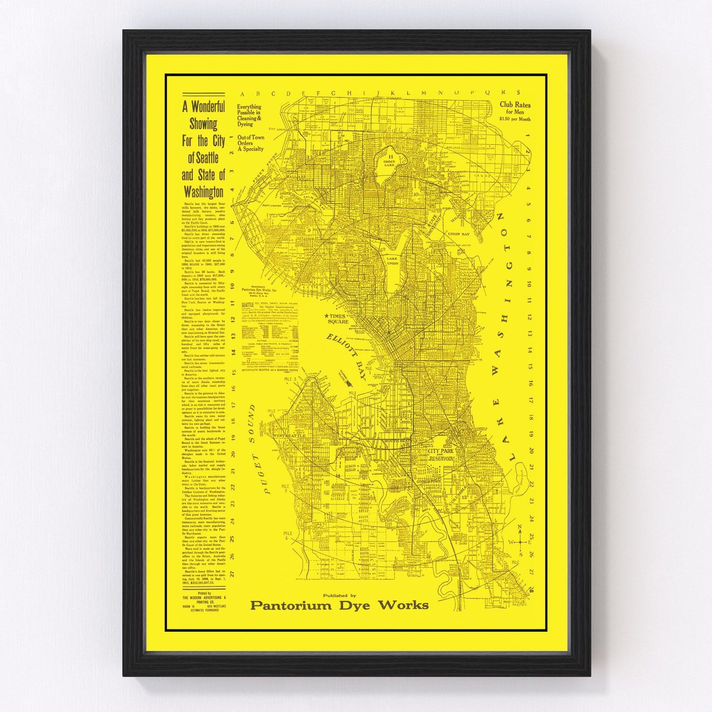 vintage map of Seattle, Washington, 1912