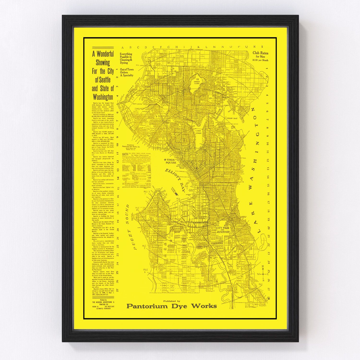 vintage map of Seattle, Washington, 1912