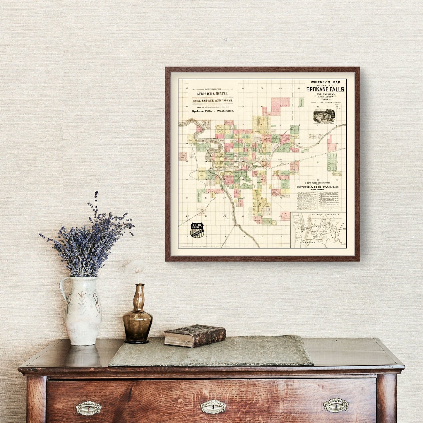 Vintage Map of Spokane Falls, Washington, 1890 III