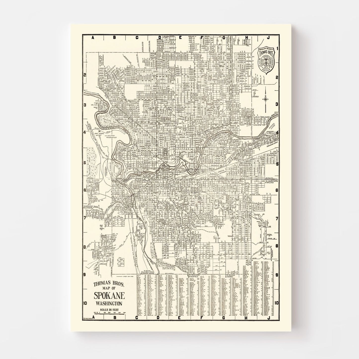 Vintage Map of Spokane, Washington, 1920