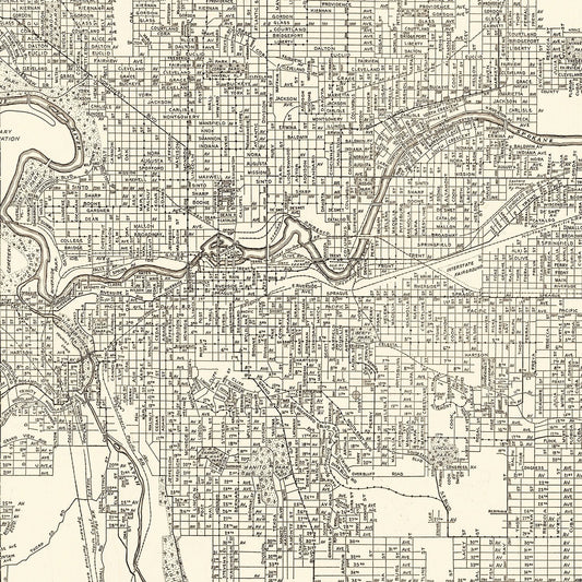 Vintage Map of Spokane, Washington, 1920