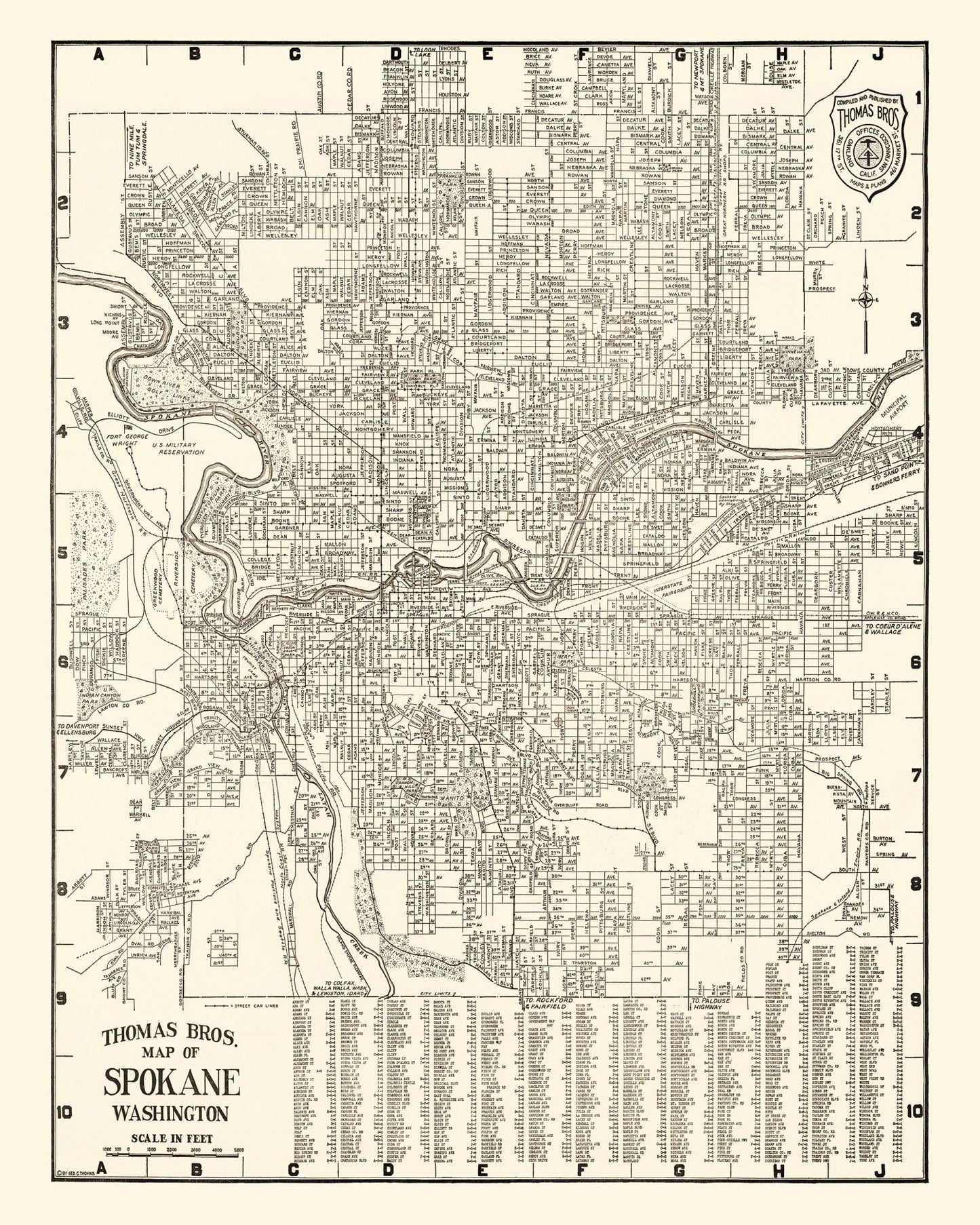 Vintage Map of Spokane, Washington, 1920