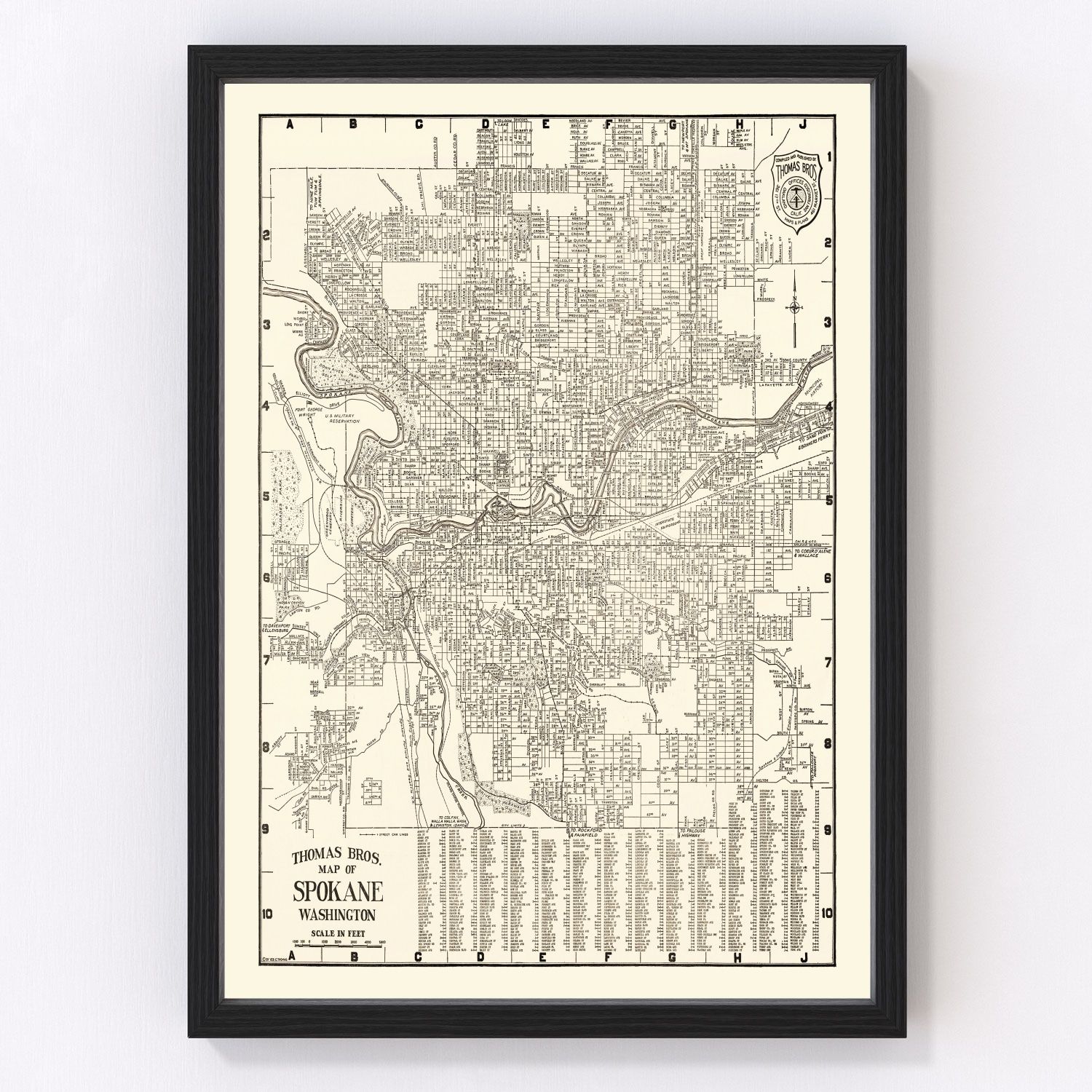 vintage map of Spokane, Washington, 1920