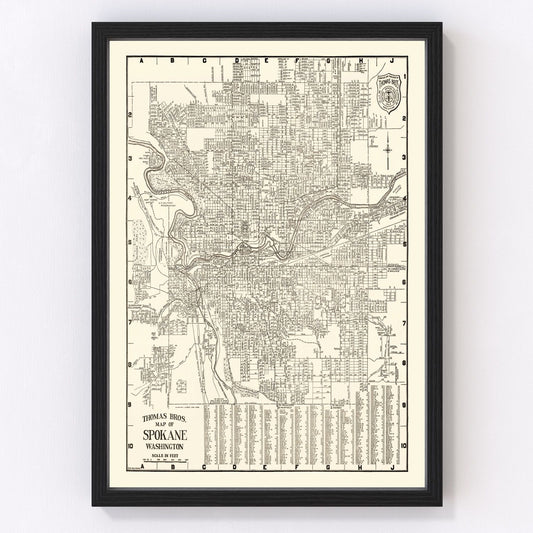 vintage map of Spokane, Washington, 1920