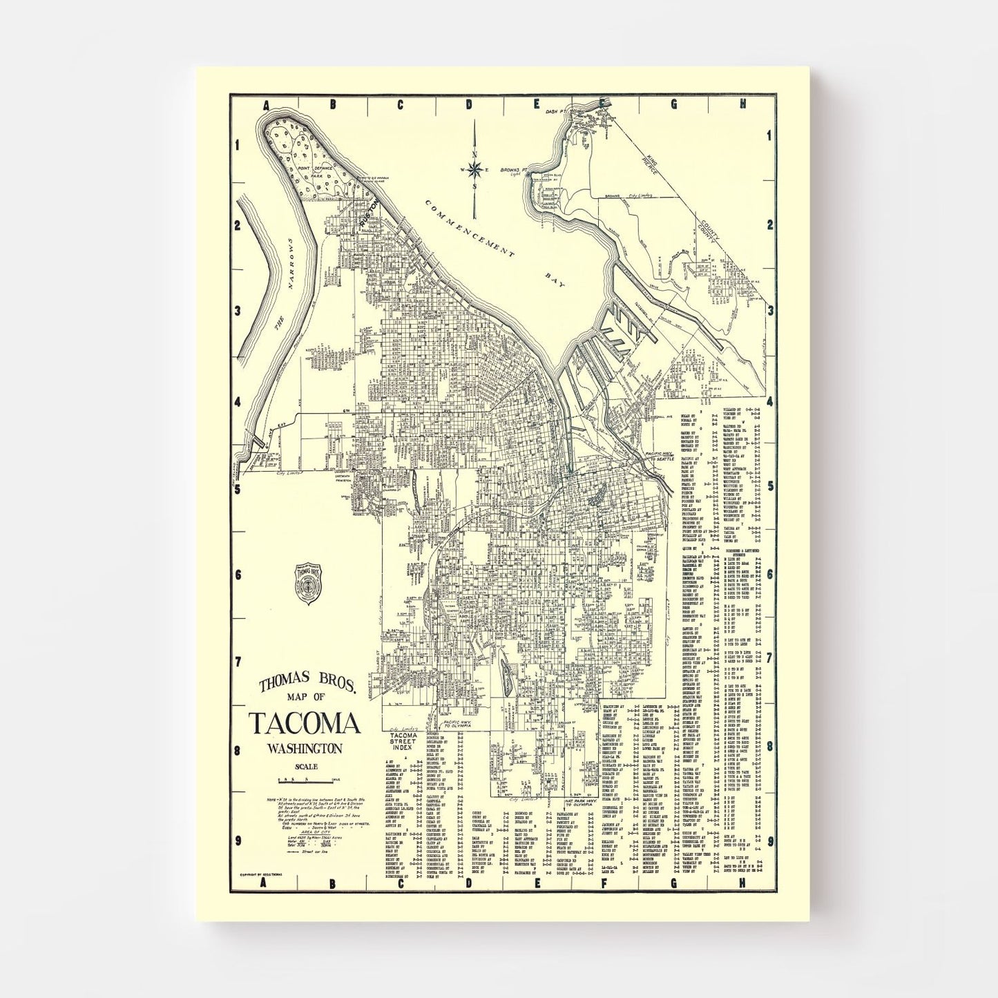 Vintage Map of Tacoma, Washington, 1920