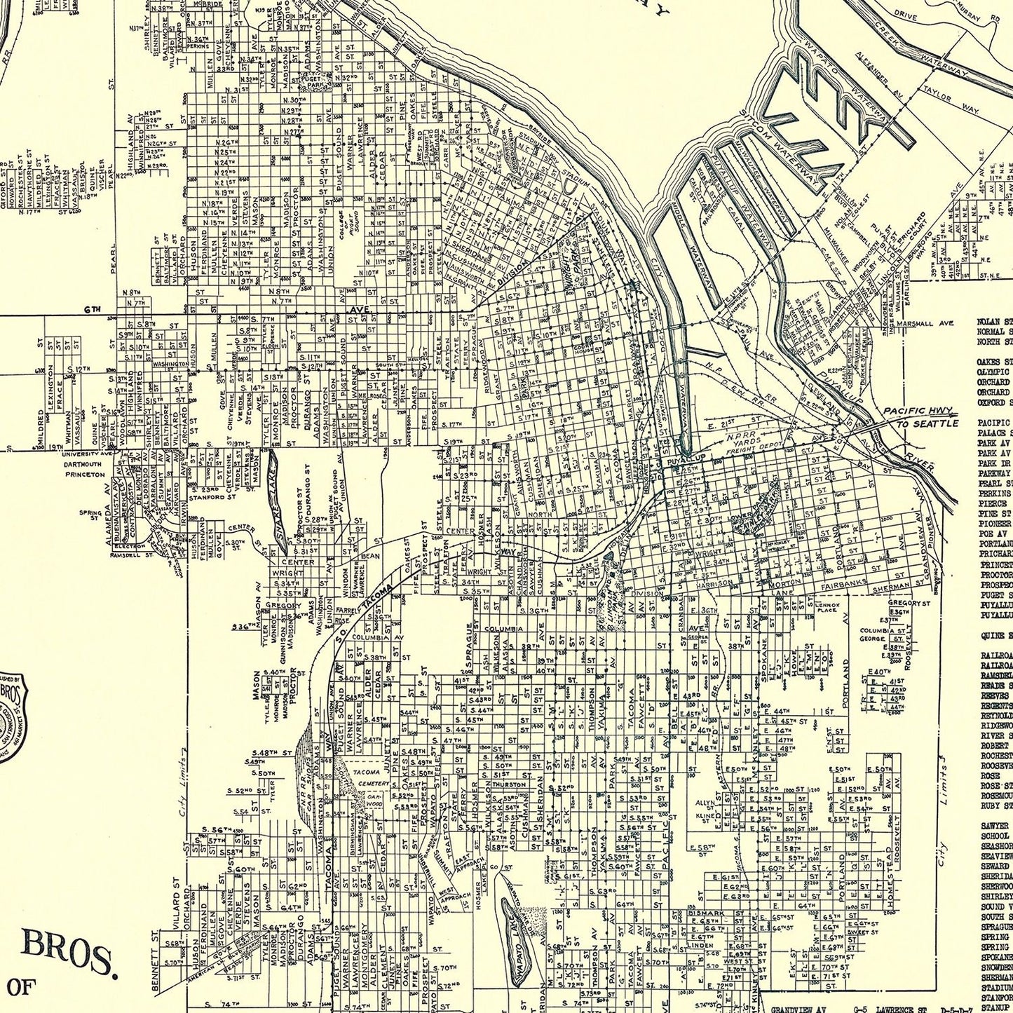 Vintage Map of Tacoma, Washington, 1920