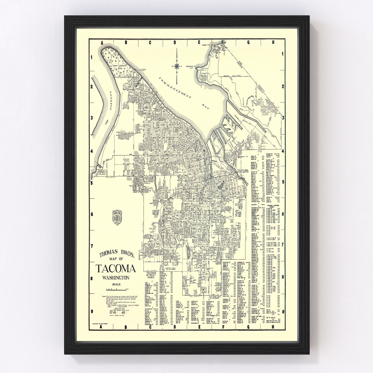 Vintage map of Tacoma, Washington, 1920