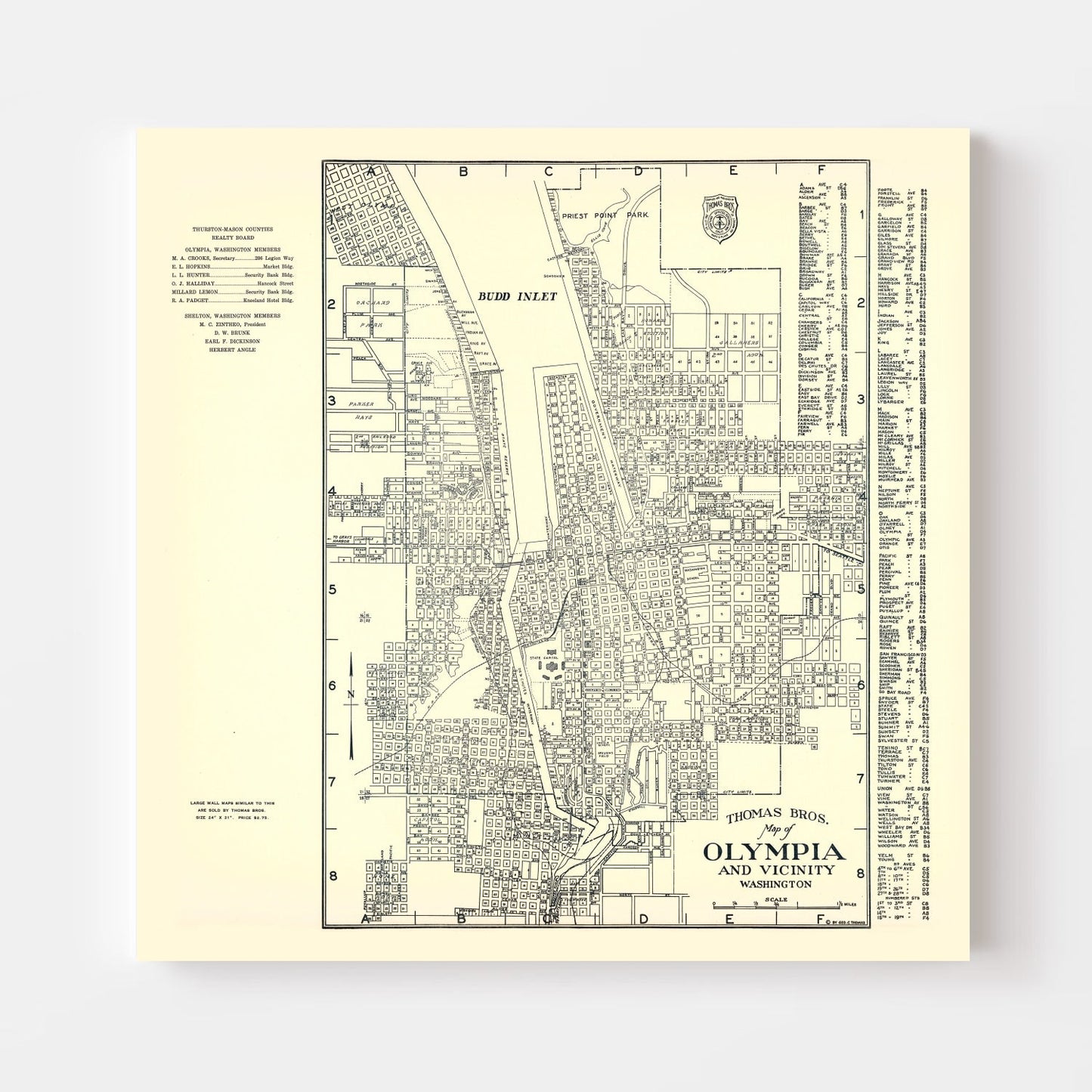 Vintage Map of Olympia, Washington, 1920