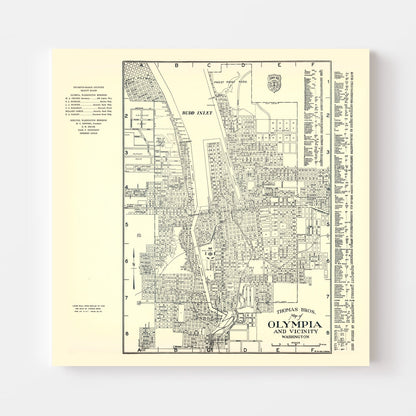 Vintage Map of Olympia, Washington, 1920
