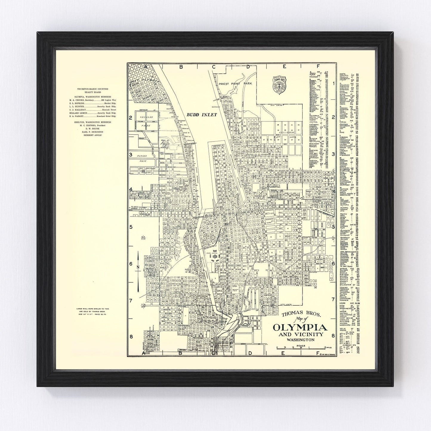 vintage map of Olympia, Washington, 1920