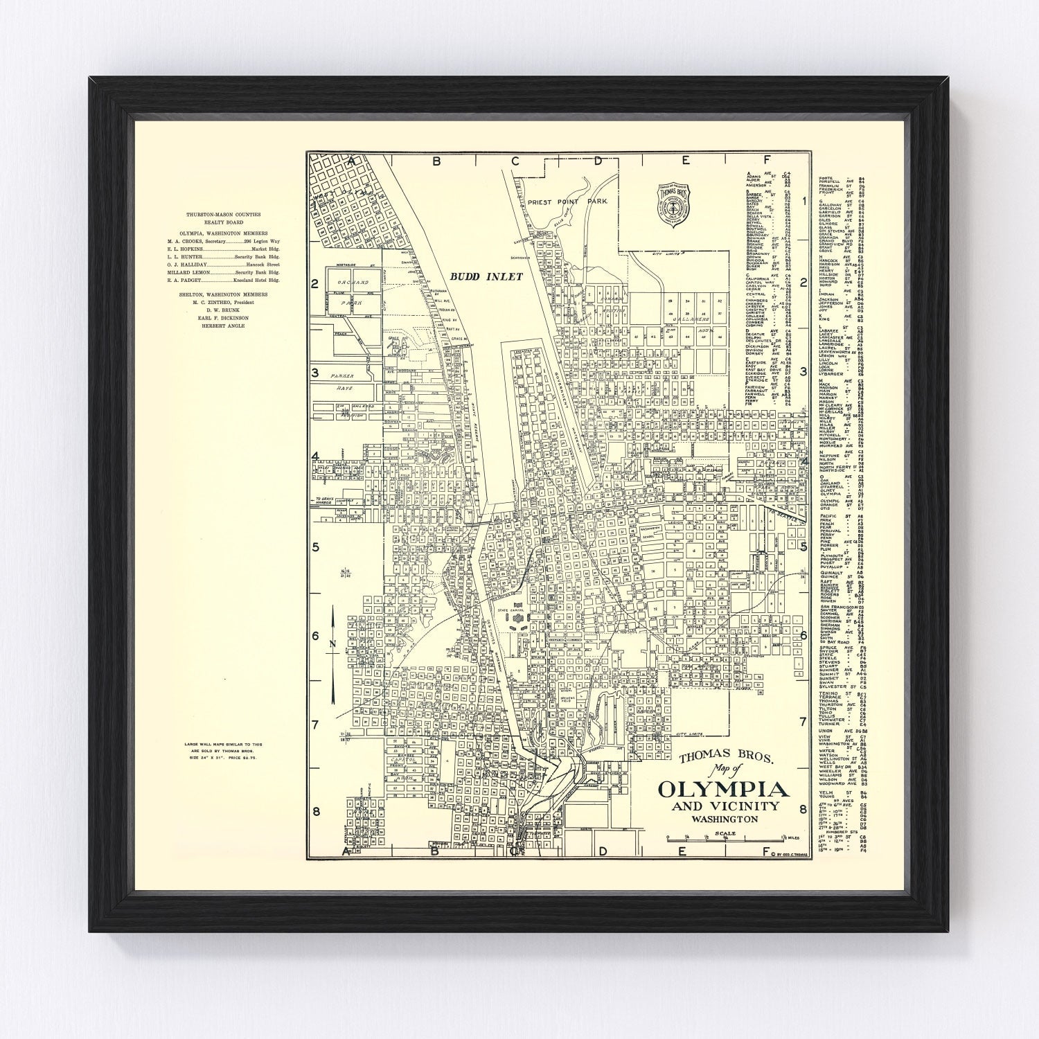 vintage map of Olympia, Washington, 1920