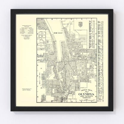 vintage map of Olympia, Washington, 1920