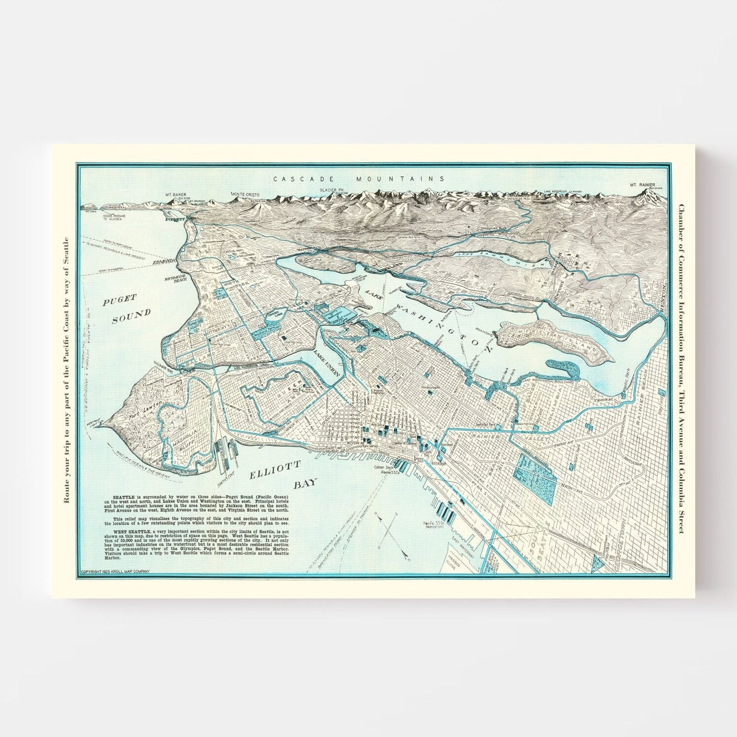 Vintage Map of Seattle, Washington, 1925 Edition