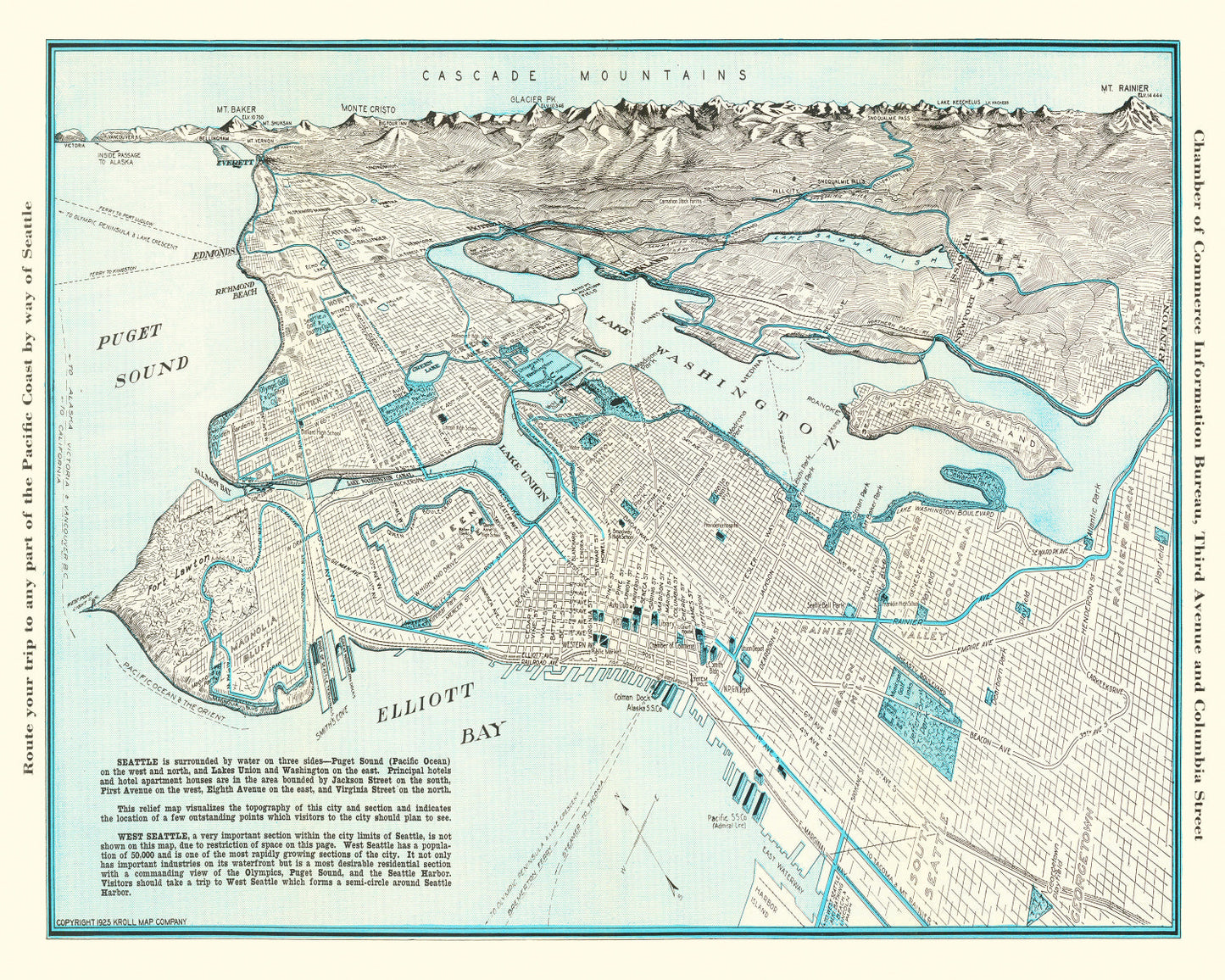 Vintage Map of Seattle, Washington, 1925 Edition