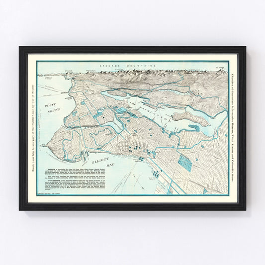 vintage map of Seattle, Washington, 1925