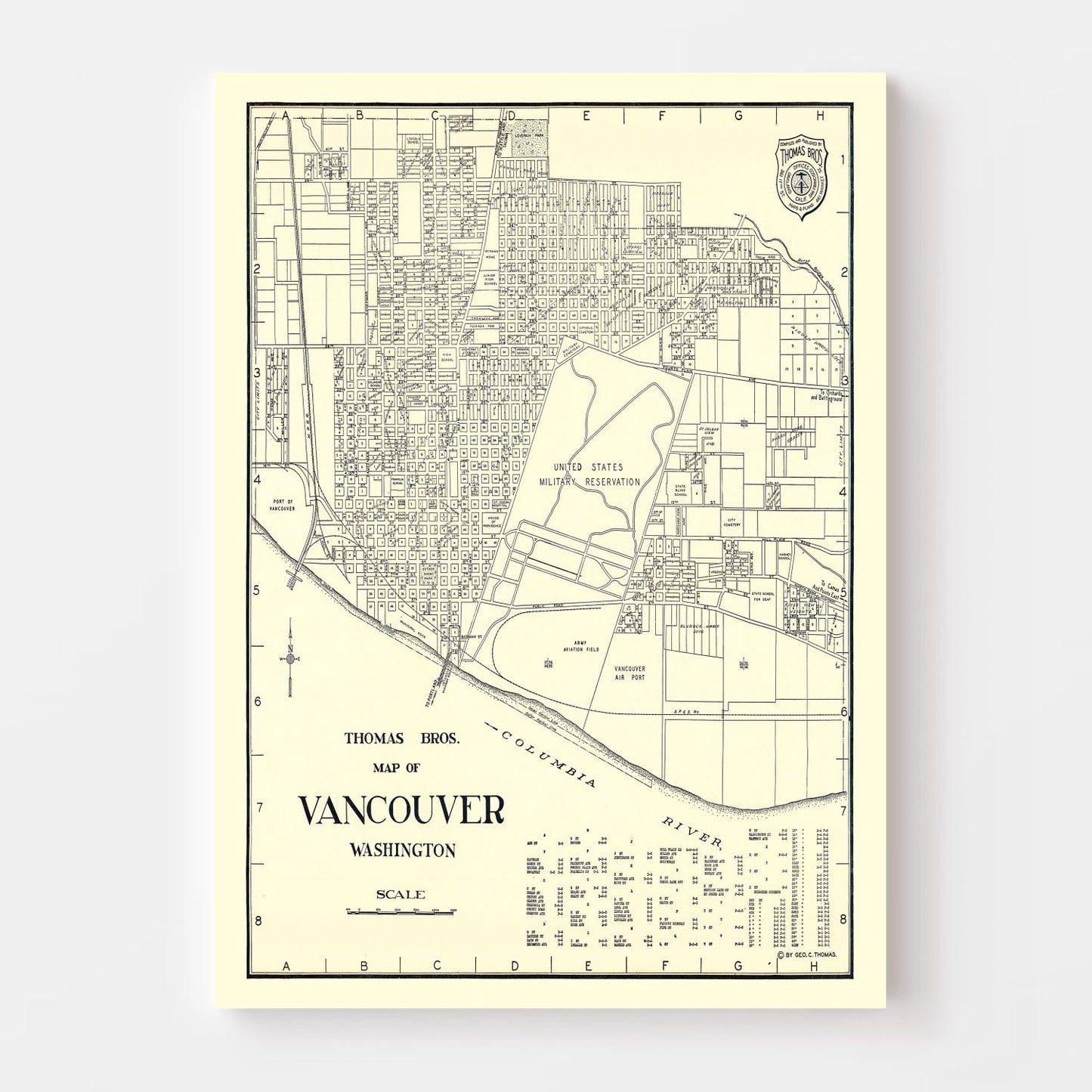 Vintage Map of Vancouver, Washington, 1920