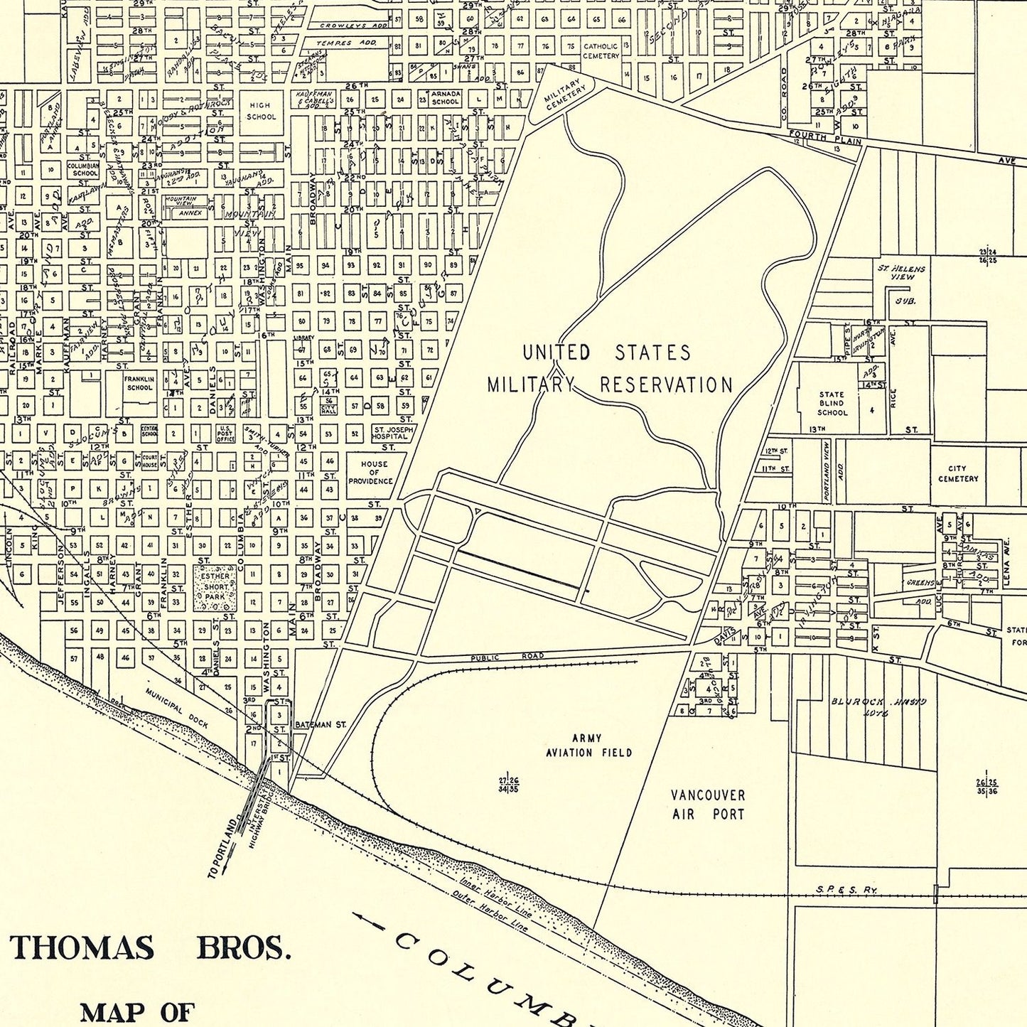Vintage Map of Vancouver, Washington, 1920