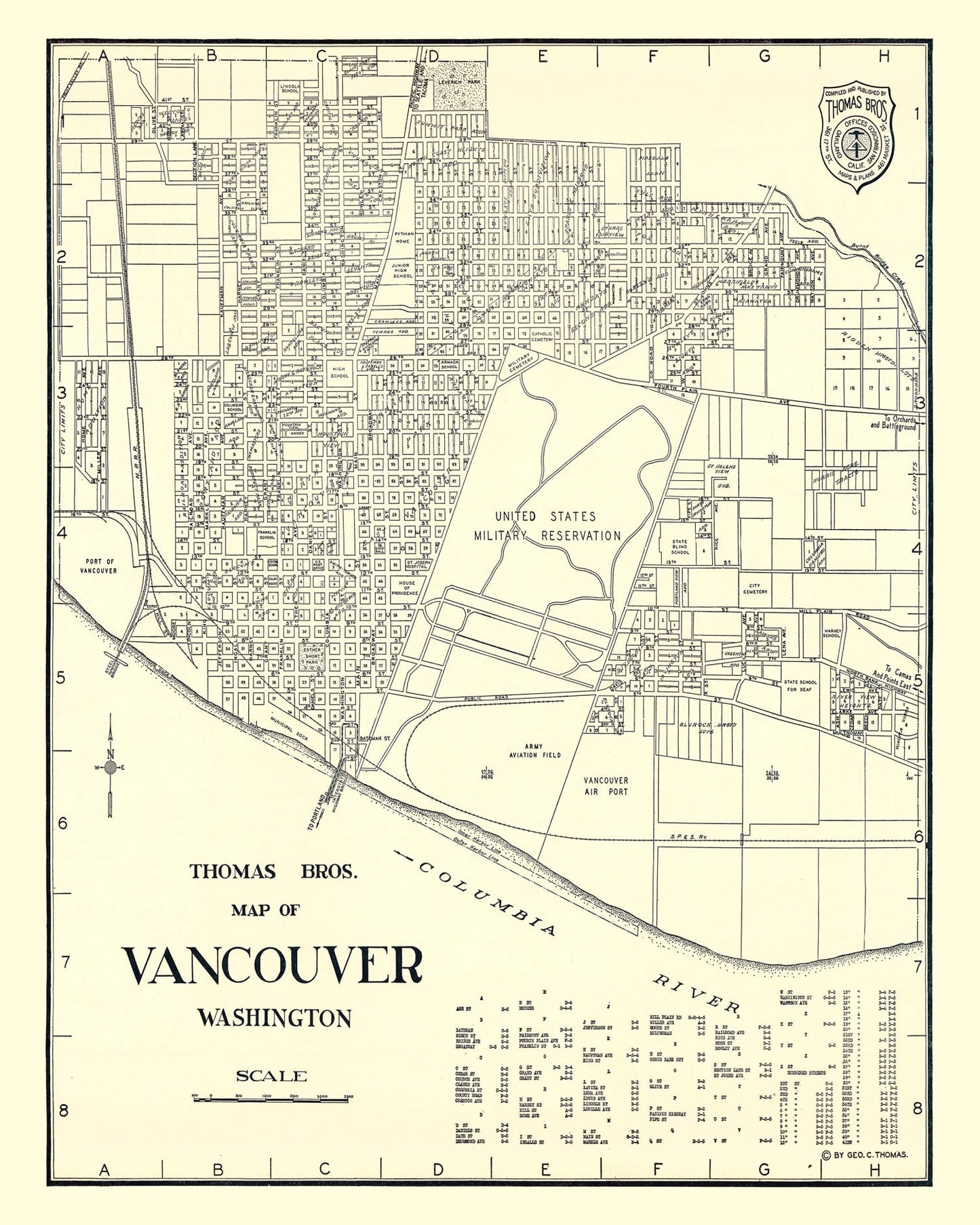 Vintage Map of Vancouver, Washington, 1920