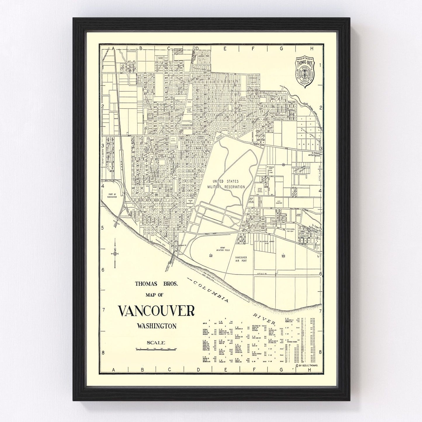 Vintage map of Vancouver, Washington, 1920