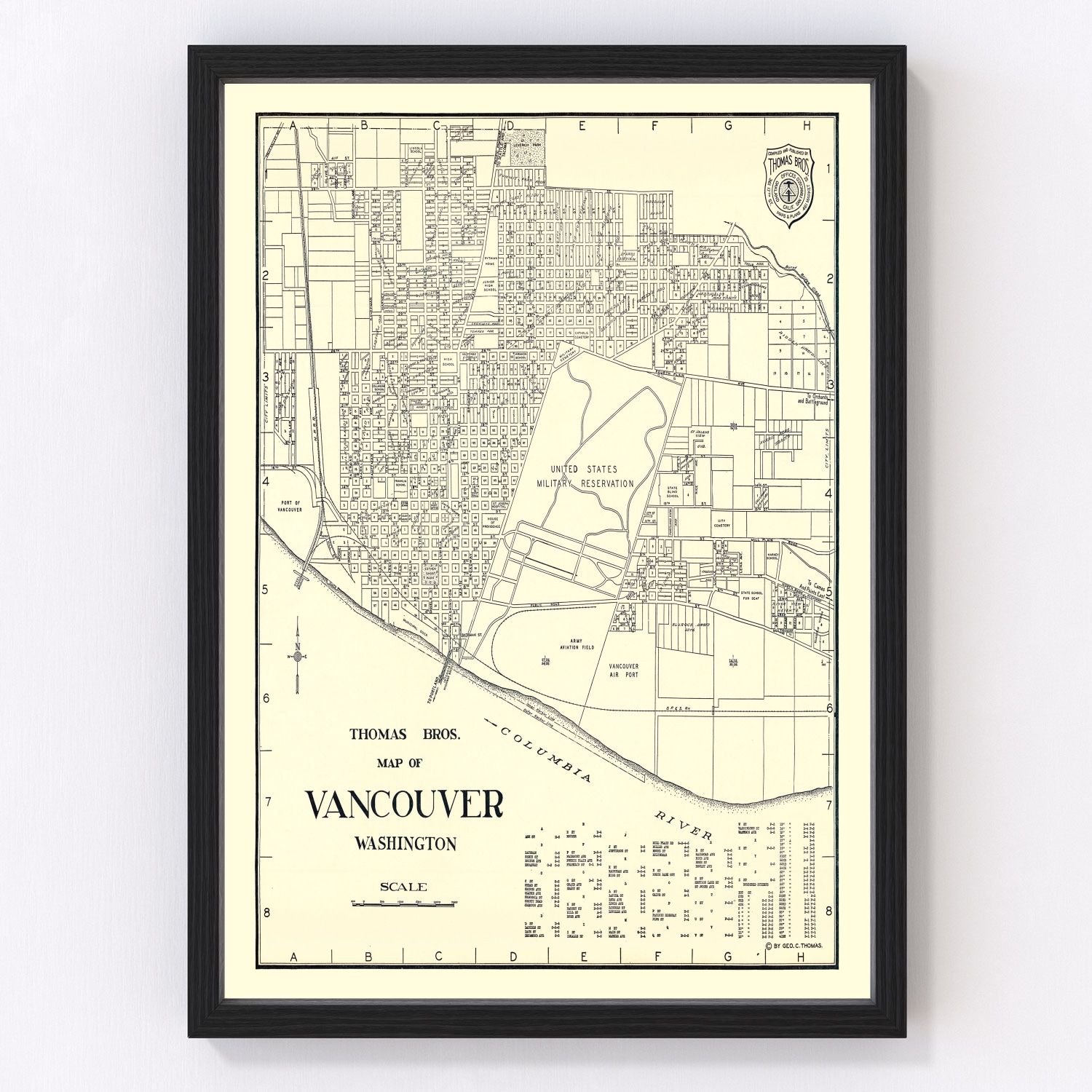 Vintage map of Vancouver, Washington, 1920