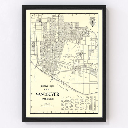 Vintage map of Vancouver, Washington, 1920