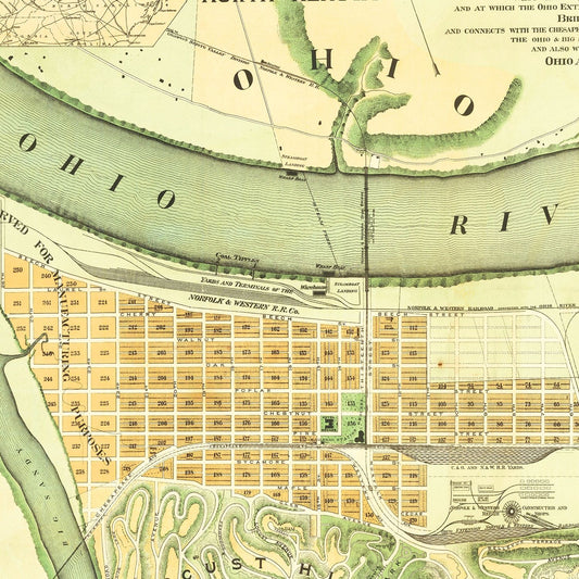 Vintage Map of Kenova, West Virginia, 1890