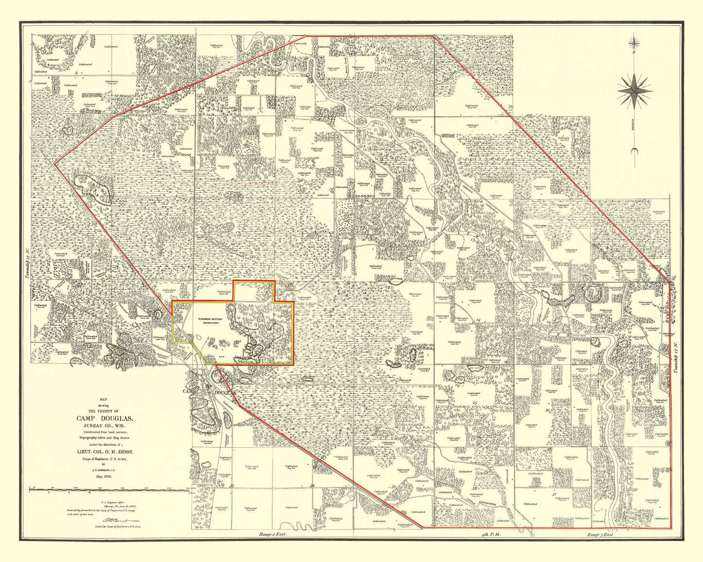 Vintage Map of Juneau County, Wisconsin, 1902