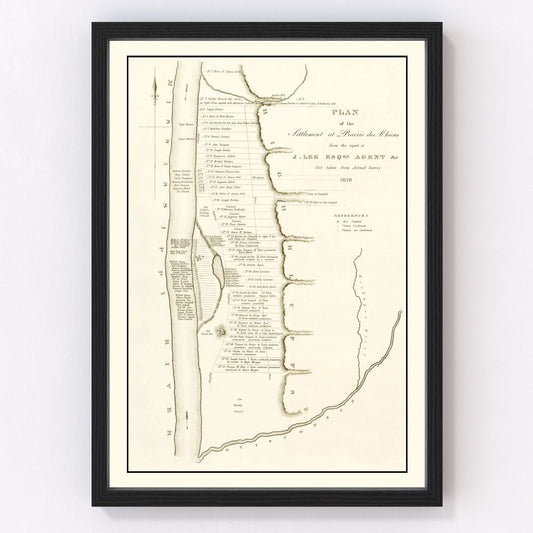 Vintage map of Prairie du Chien, Wisconsin, 1834