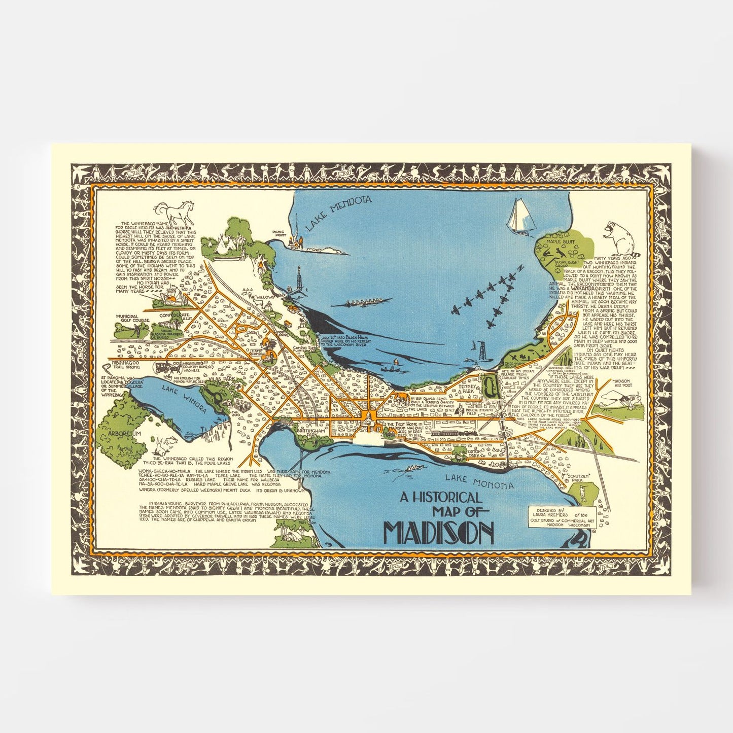 Vintage Map of Madison, Wisconsin, 1924