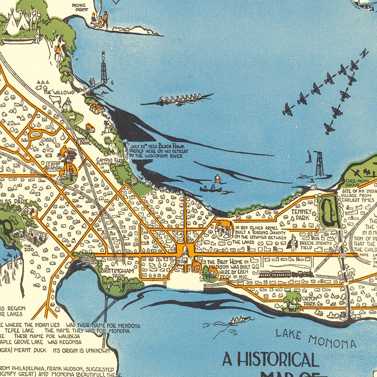 Vintage Map of Madison, Wisconsin, 1924