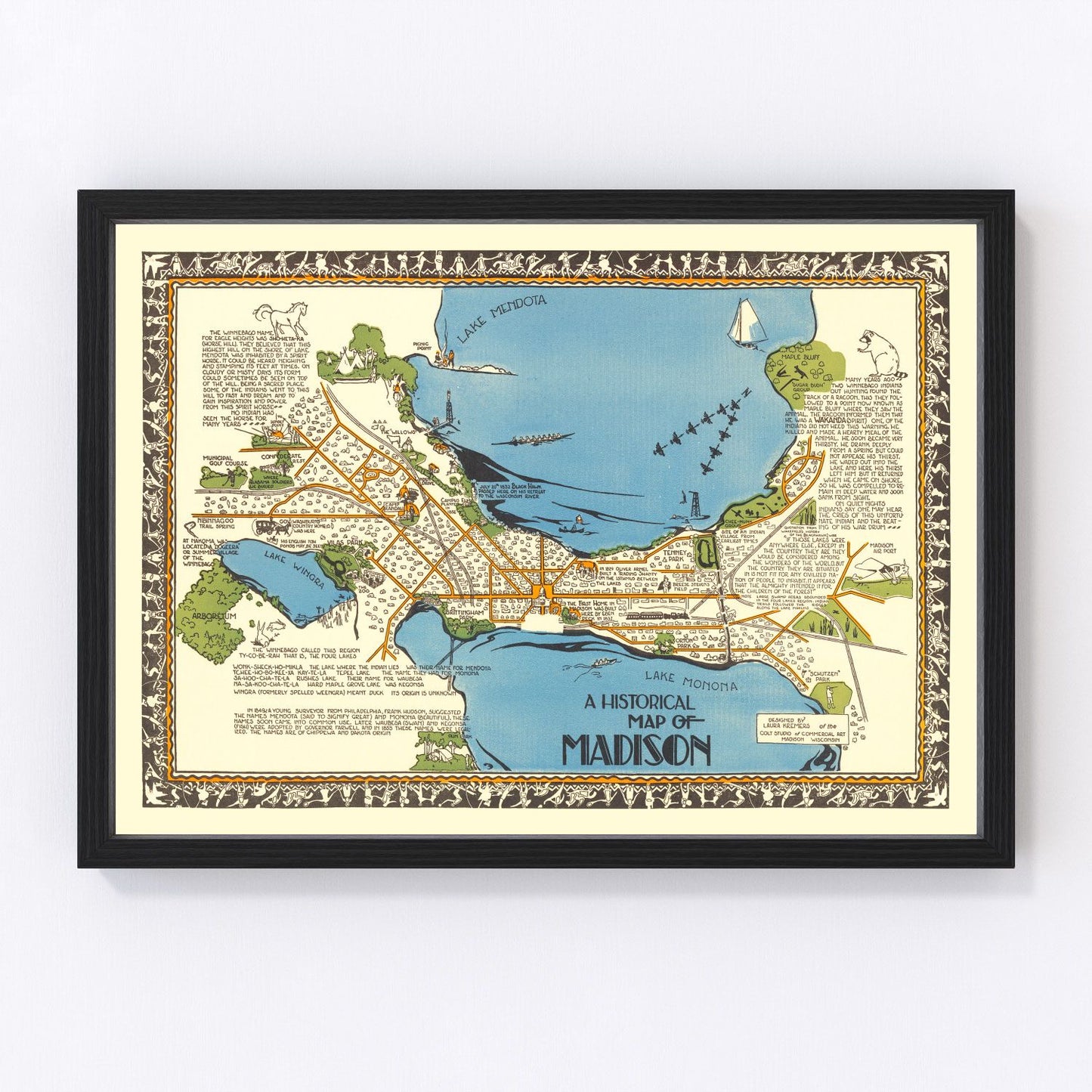 Vintage map of Madison, Wisconsin, 1924