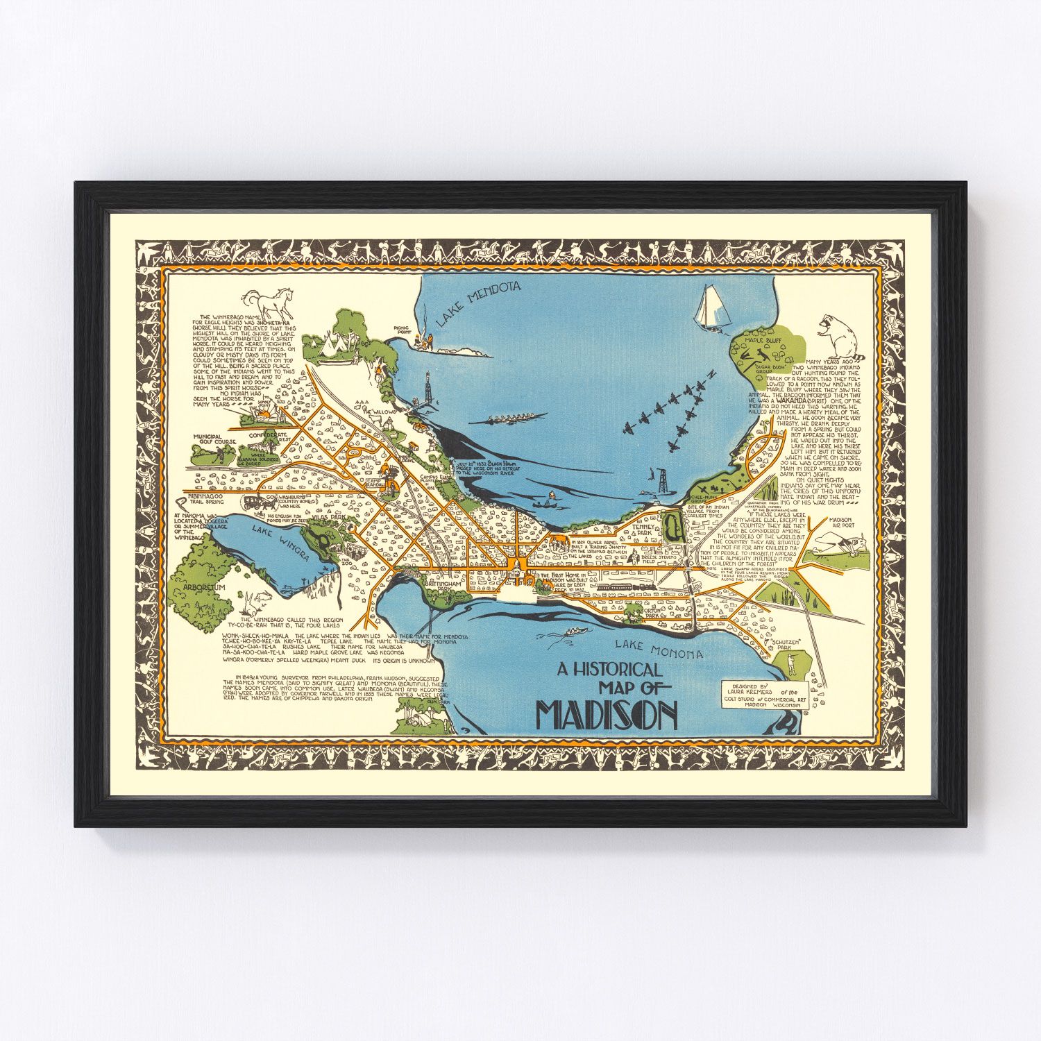 Vintage map of Madison, Wisconsin, 1924