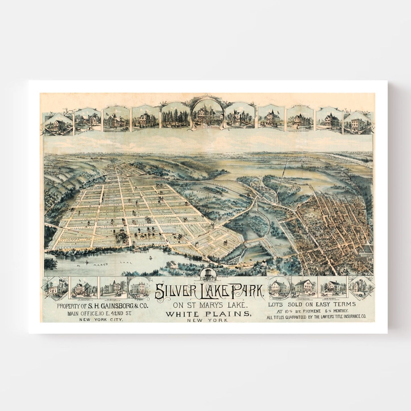 Vintage Map of White Plains, New York 1880