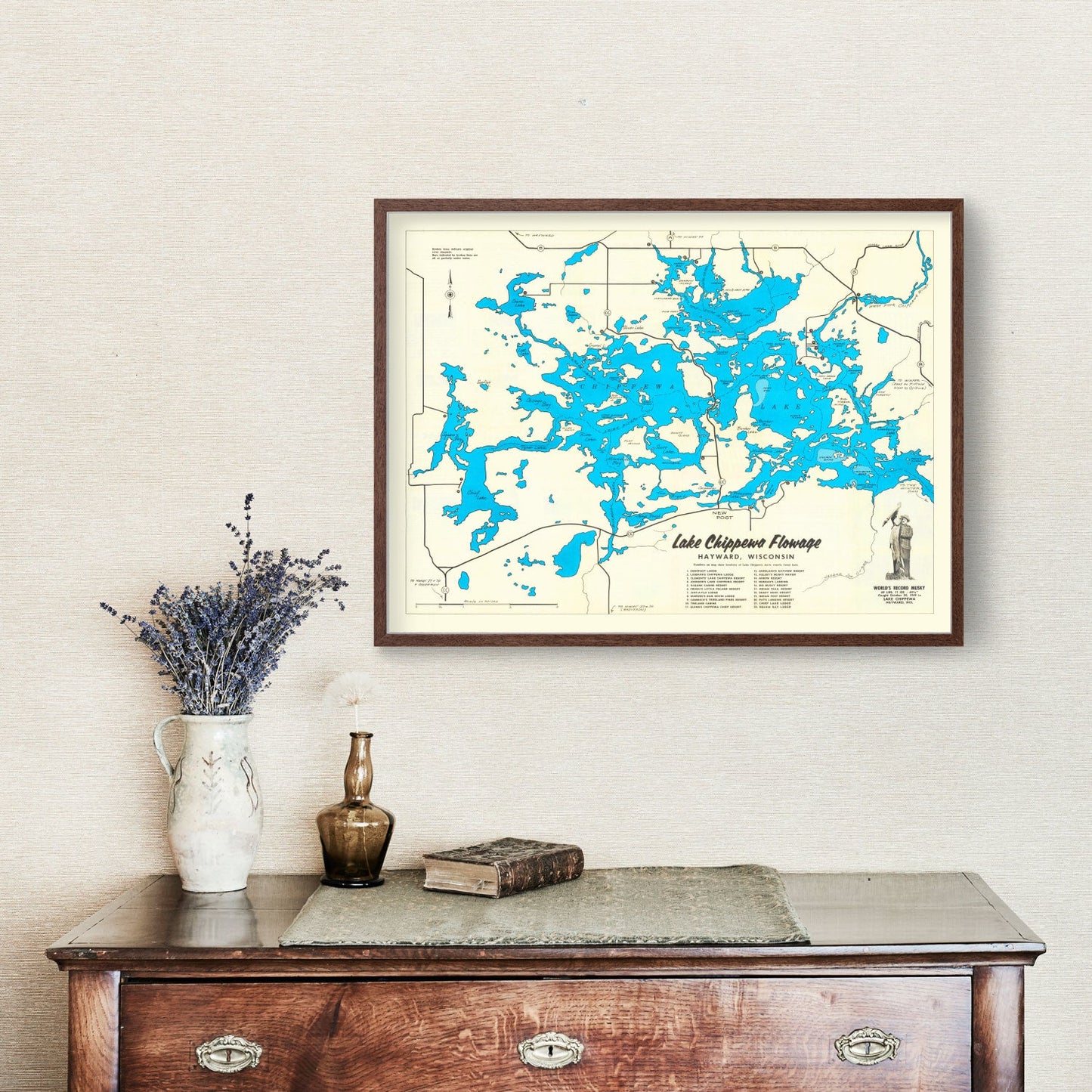 Vintage Map of Lake Chippewa, Wisconsin, 1950