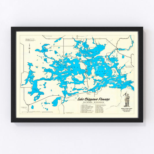 vintage map of Lake Chippewa, Wisconsin, 1950