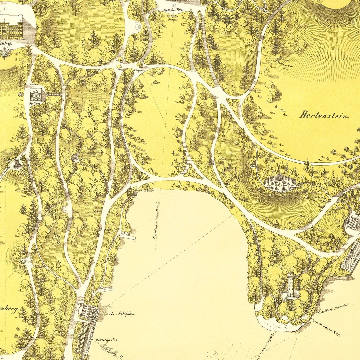 Vintage Map of Lake Lucerne, Switzerland, 1866
