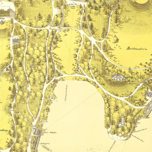 Vintage Map of Lake Lucerne, Switzerland, 1866