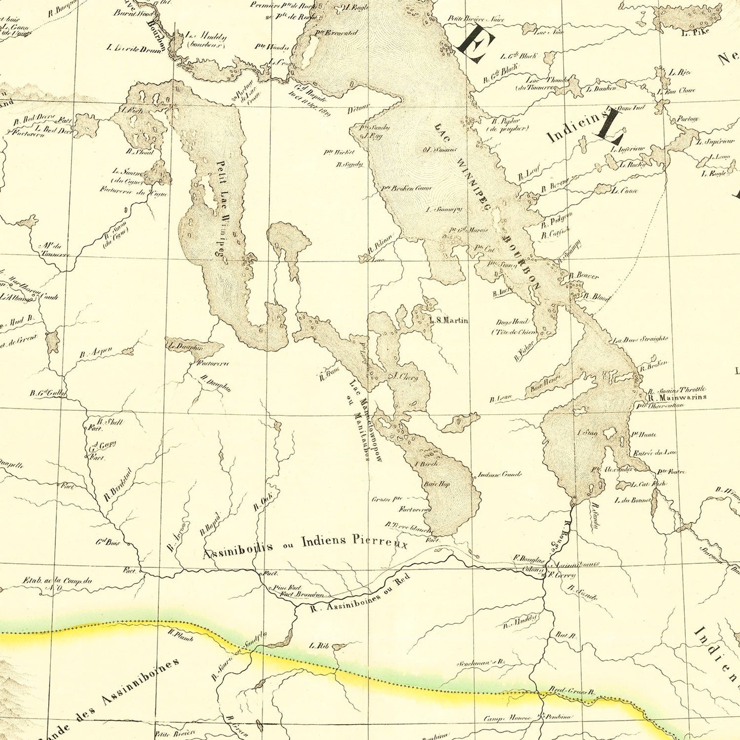 Vintage Map of the Upper Missouri River, 1825